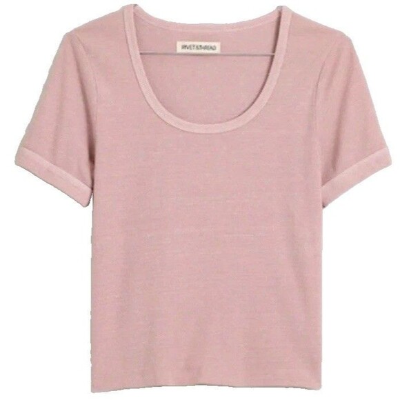 Rivet & Thread Tops - NWT Rose Knit T-Shirt Women M Stretch Scoop Neck Short Sleeve Soft Girl